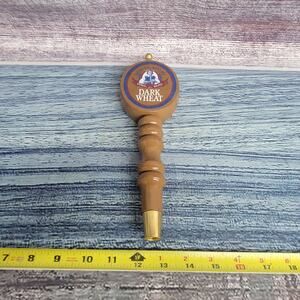 Samuel adams Dark Wheat beer Tapper handle wooden brown and blue